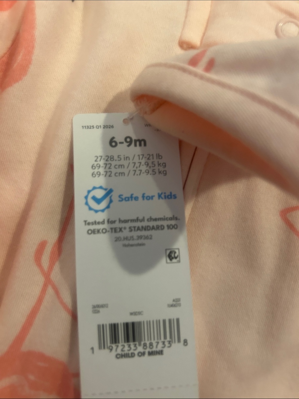 NWT Sz 6/9 mths flamingo coverall/sleroer - Picture 2 of 2